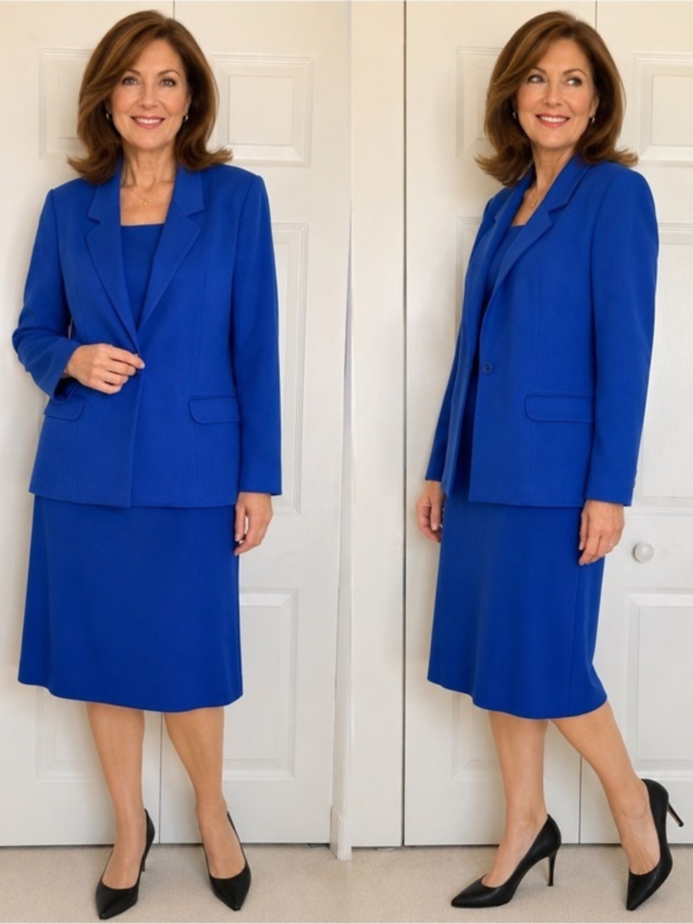 Vinci's Clothiers Cobalt Blue career suit Blazer size 14 skirt size 16